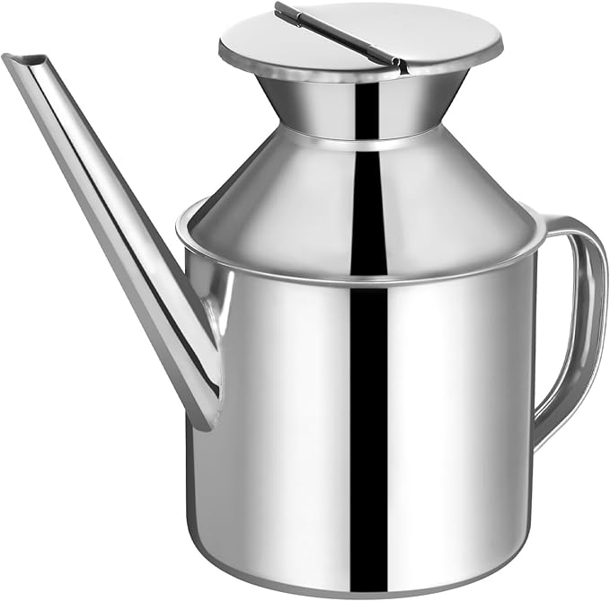 MAGICLULU Stainless Steel Oil Dispenser Bottle 3Oz Kitchen Oil Pot with Long Spout Refillable Grease Saver for Olive Vinegar and Salad Dressings