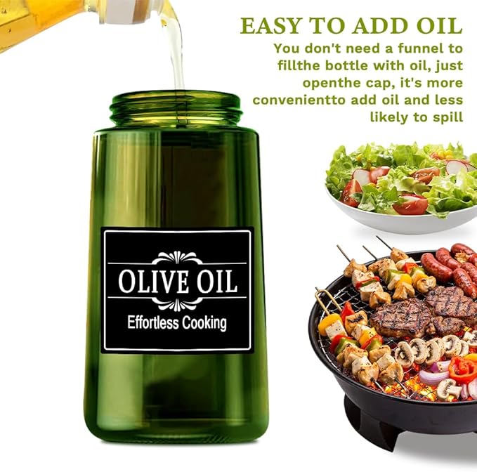 Oil Dispenser Bottle for Kitchen-2 in 1 Olive Oil Dispenser for Kitchen-Oil Sprayer for Cooking,Salad,Frying,BBQ,Air Fryer-Upgraded Sunshade Bottle(16oz/470ml)