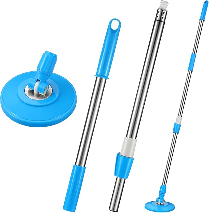 Spin Mop Replacement Handle 360 Degree Spin Mop Pole Handle Replacement Rotating Telescopic Stick for Head Replace Spinning Household Cleaning Accessories for Home(Cute Blue)