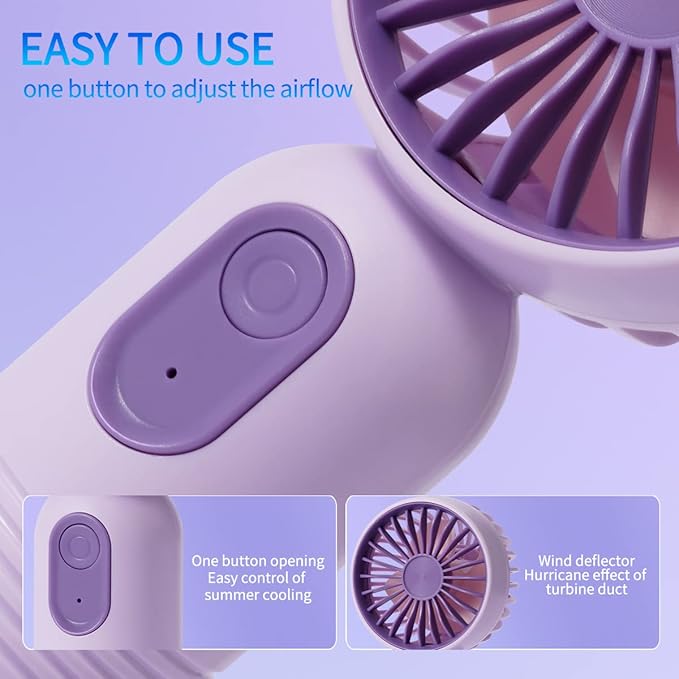 Mini Portable Fan 3 Pack, Cute Handheld Battery Operated Lightweight Small Personal Fans with 3 Speeds and USB Rechargeable Eyelash Fan for Stylish Girl Kids Women Men Office Outdoor Travel Camping