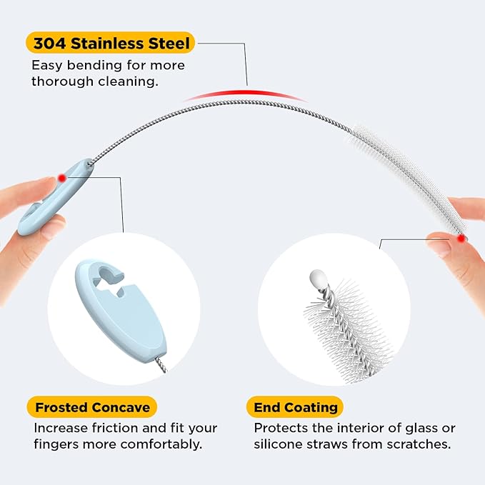 Baby Straw Brush Set, 4 Piece Cleaner Kit with Standable Key Ring – for Sippy Cups, Weighted Straw Cups & Baby Bottles – Designed for 0–24 Months
