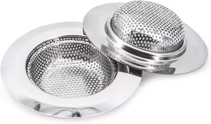 Kitchen Sink Strainer Stainless Steel Sink Strainer with Large Wide Rim 4.5" for Mesh Sink Strainer, Bathroom, Slop, Laundry, RV, Lavatory, Large