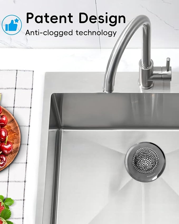 Revolutionary Kitchen Sink Drain Strainer, Patented Reversible Kitchen Sink Strainer, 304 Stainless Steel Sink Strainer Basket