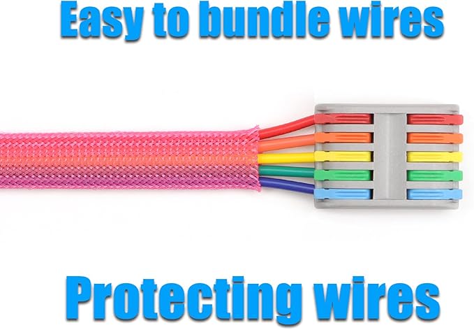 25ft PET Expandable Braided Cable Sleeve 1 inch(25mm) Pet Braided Cable Sleeve for Audio Video Device Wire Automotive Wire (Pink)