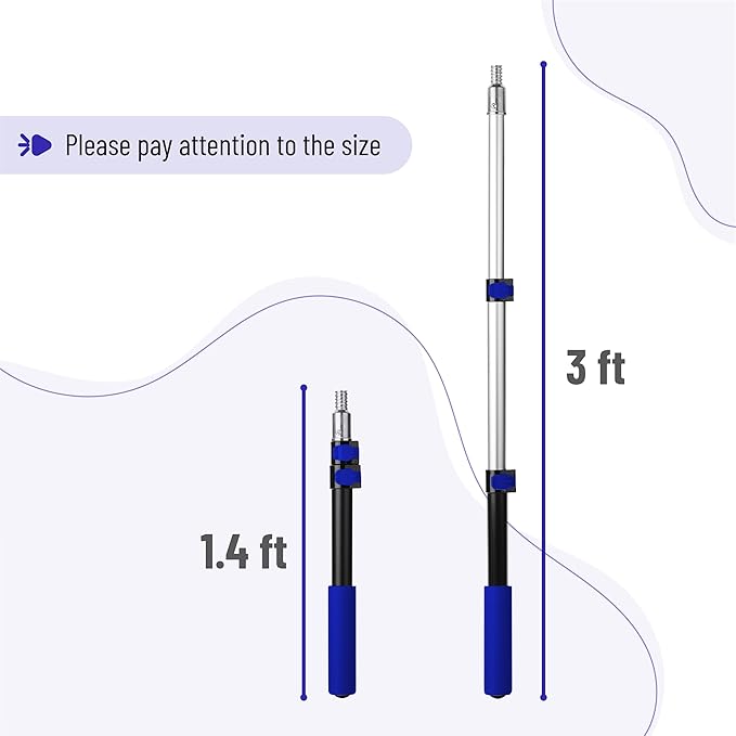 Bates- Extension Pole, 1.4 to 3 Ft Pole, Dark Blue, ‎Telescoping Pole