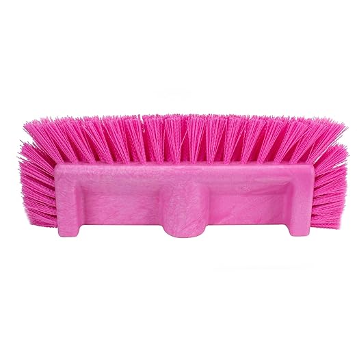 SPARTA Multi-Level Tile Scrub Brush 12" Wide Brush Head, Heavy-Duty Tile Cleaning Brush with End Bristles for Commercial Tiles, Tubs and Floor, Plastic, 12 Inches, Pink, (Pack of 12)