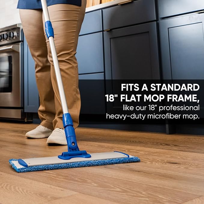 Microfiber Wholesale 18" Absorbent Microfiber Wet Mop Pad - Reusable, Machine Washable, Refills (2 Pack)