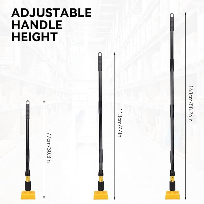 BeiLan Mop Handle Commercial Heavy Duty - 57 Inch Industrial Metal Mop Stick with Jaw Clamp Replacement for Floor Cleaning - Professional Gripper Mops Head Replacement Holder
