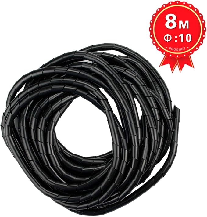 XHF 3/8" Spiral Cable Wrap 10mm(Wrapping Range:7.5mm-60mm) Cord for Computer Electrical Wire Organizer Sleeve Hose RoHS Black 26Ft