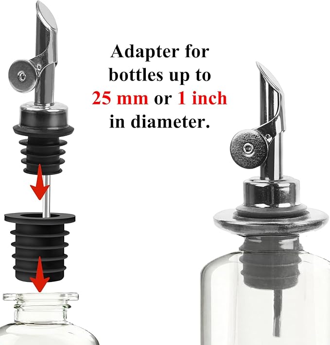 12 Pack Olive Oil Pour Spout with Adapters, Oil Pourer for Olive Oil Dispenser Bottle, Easily Turn Your Bottles into Dispensers for Liquor, Vinegar, Oils, Syrup, Liquor Bottle Pourers, Gold