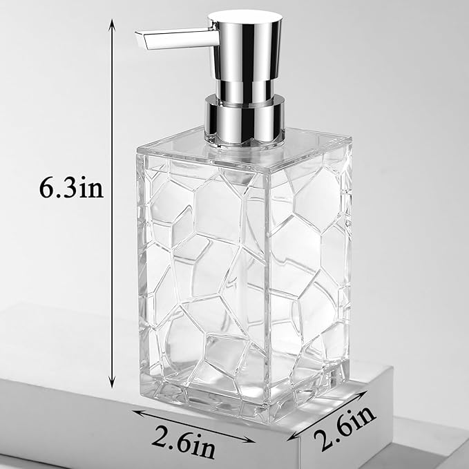 Hand Soap Dispenser, Clear Acrylic Plastic Liquid Pump Bottles Refillable Lotion Dispenser for Bathroom Decor Kitchen College Dorm