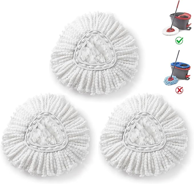 BonusLife 3-Pack Mop Head for O-Ceda EasyWrin Spin Mop Refill 1-Tank System Only Easy Cleaning Microfiber Replacement