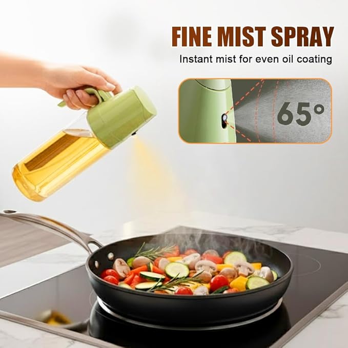 Drkicsy 2 in 1 Glass Oil Sprayer & Dispenser, Olive Oil Dispenser Bottle Spray and Pour, Oil Spray Bottle for Cooking, Olive Oil Dispenser for Kitchen Air Fryer, Salad, Frying, BBQ (White, 500 ML)