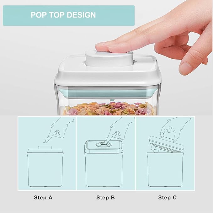 Pop Containers with Lids - Stackable Airtight Food Storage, Kitchen Pantry Storage Containers for Snacks Candy Salt Herbs Spices BPA-Free