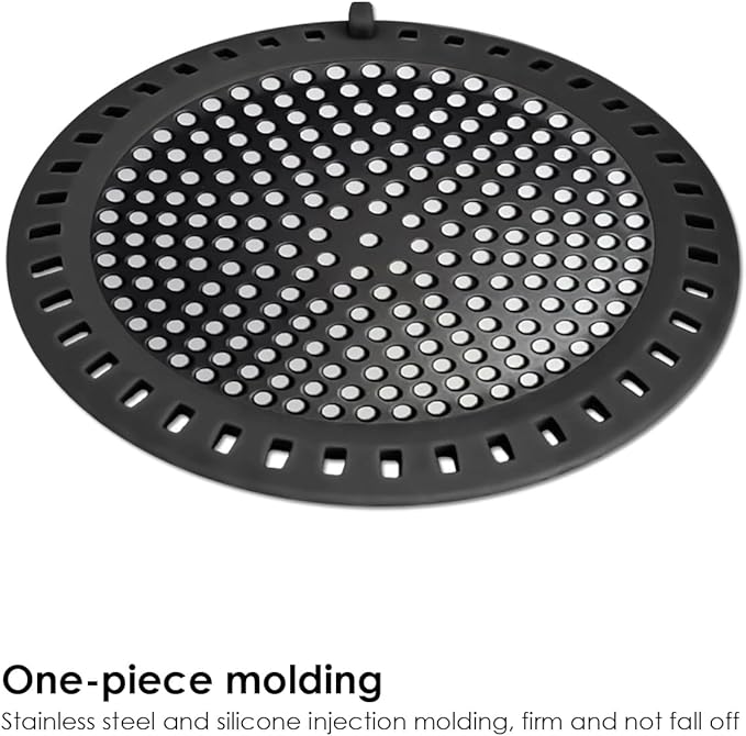 Seatery 2PCS Shower Hair Drain Catcher/Strainer/Cover/Filter/Trap, Hair Stopper Floor Drain, Stainless Steel with Silicone Edge Drain Protector, Black