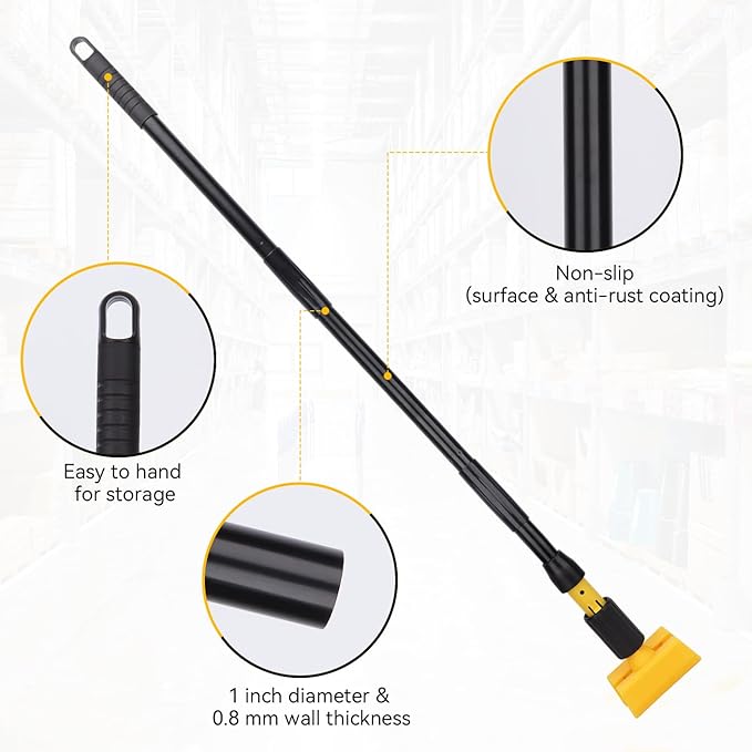BeiLan Mop Handle Commercial Heavy Duty - 57 Inch Industrial Metal Mop Stick with Jaw Clamp Replacement for Floor Cleaning - Professional Gripper Mops Head Replacement Holder