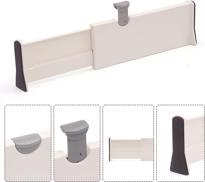 TENABORT Set of 8 Adjustable Drawer Dividers Organizer Separators Plastic Dresser Organizer for Bedroom, Bathroom, Closet, Office Desk, Kitchen Storage