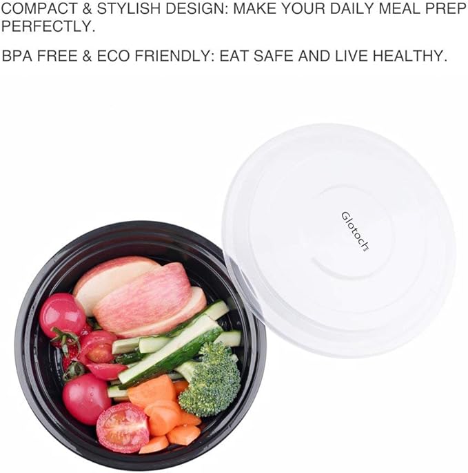 Glotoch 24oz Meal Prep Containers with Lids(50-Pack), Food Storage Containers, Reusable BPA-Free Plastic Containers, Microwave