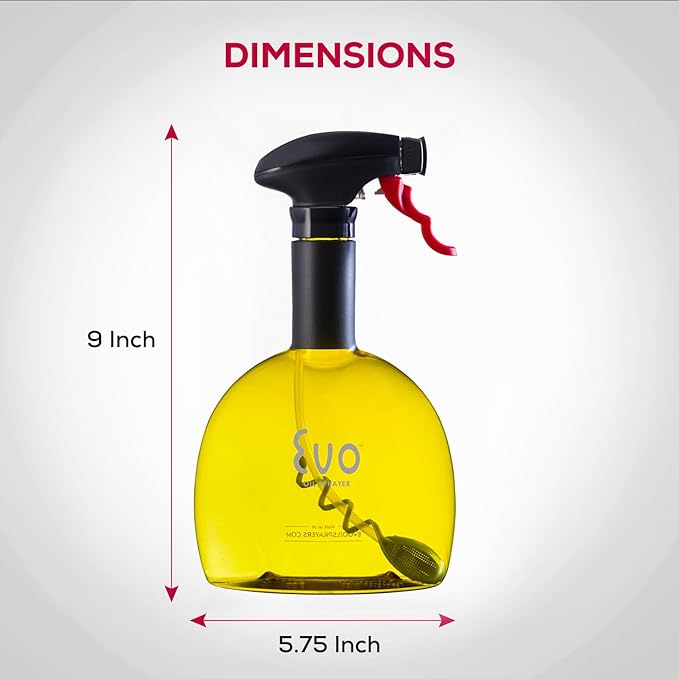 Evo Original Oil Sprayer, Non-Aerosol for Olive Oil, Cooking Oils, and Vinegars, Yellow, 24-Ounce Capacity