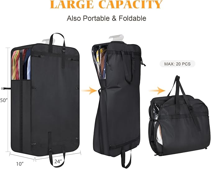 Garment Bags for Hanging Clothes, 50" Heavy Duty Suit Bags