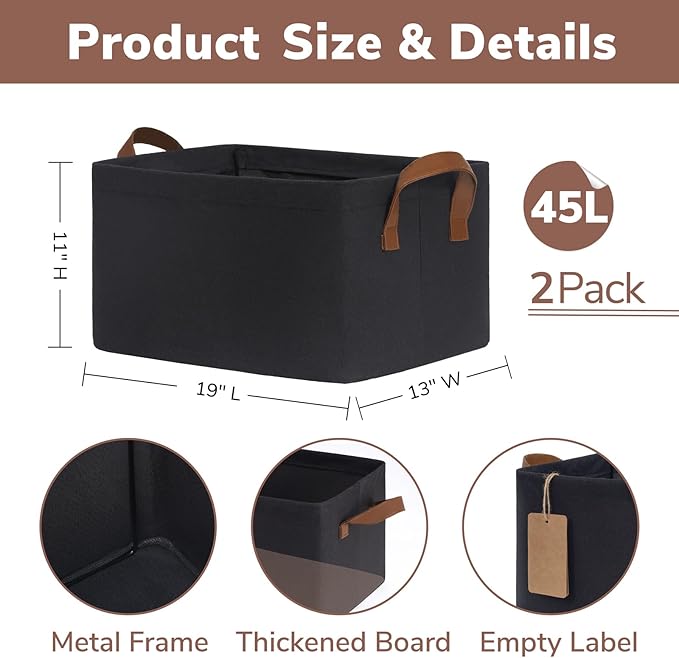 Storage Baskets for Shelves, Extra Large Closet Storage Bins with Metal Frame
