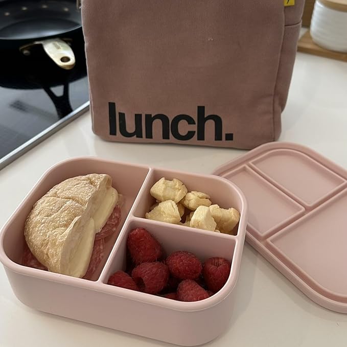 Ali+Oli Silicone Bento Box (Blush) Lunch Box for Kids, Toddlers, Preschoolers & Adults | BPA-Free and Spill-Proof | Ideal for School, and On-the-Go Meals| Perfect for Lunch, Snacks, and Meals