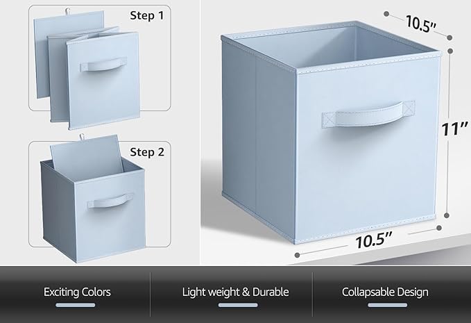Sorbus Fabric Storage Cubes - 8 Foldable Storage Bins for Organizing Pantry, Cubbies, Toy Box - Clothes Storage & Closet Organizer