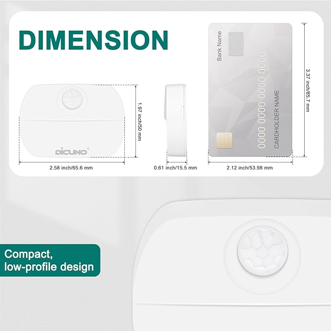 DiCUNO Motion Sensor Night Light, Stick-On Nightlight with Dusk to Dawn Sensor, 20lm, 3000K Warm White, 0.5W, Battery Operated LED Night Lights for Bedroom, Bathroom, Hallway, Stairs, 4-Pack