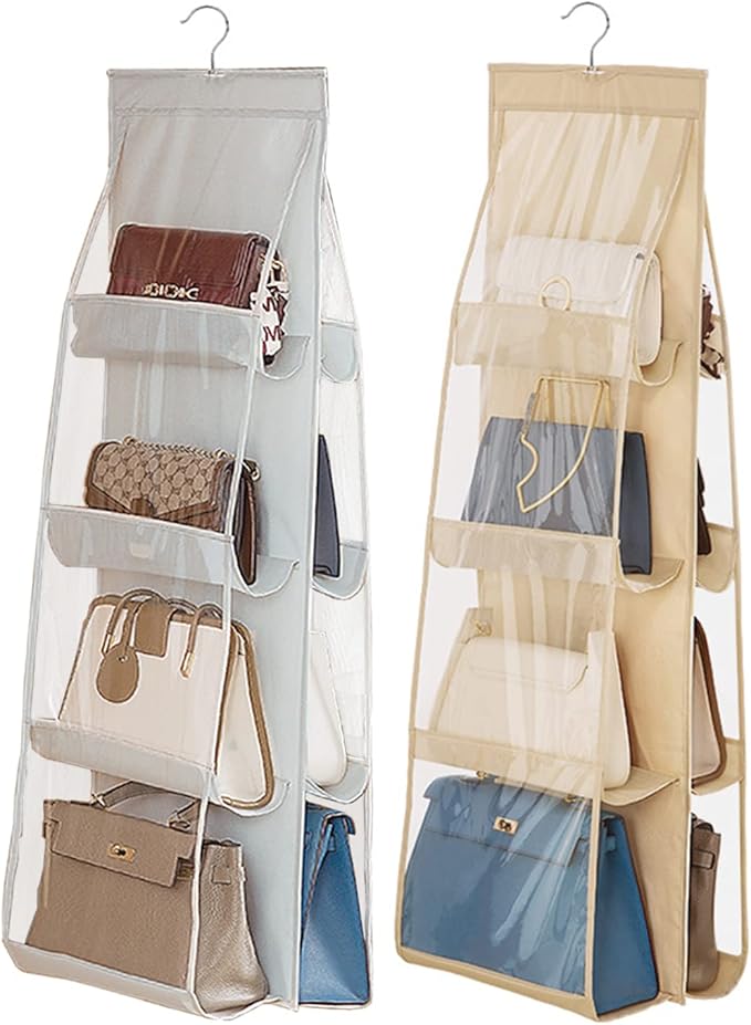 2 Pack Hanging Handbag Purse Organizer, 8 Pockets