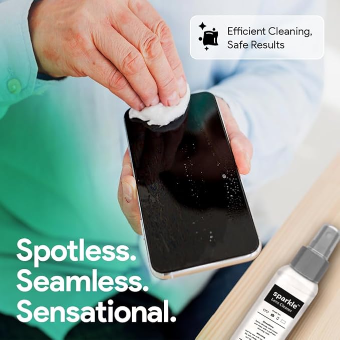 Sparkle Anti-Reflective Lens Cleaner Spray kit | (2) 1oz Glasses Cleaner Spray + (2) Microfiber Cloth for Eyeglasses, Sunglasses, Lenses