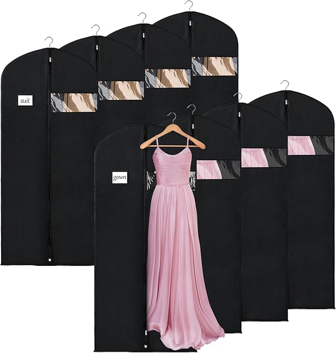 60'' Garment Bags for Hanging Clothes(Set of 8), Dress Bags for Gown