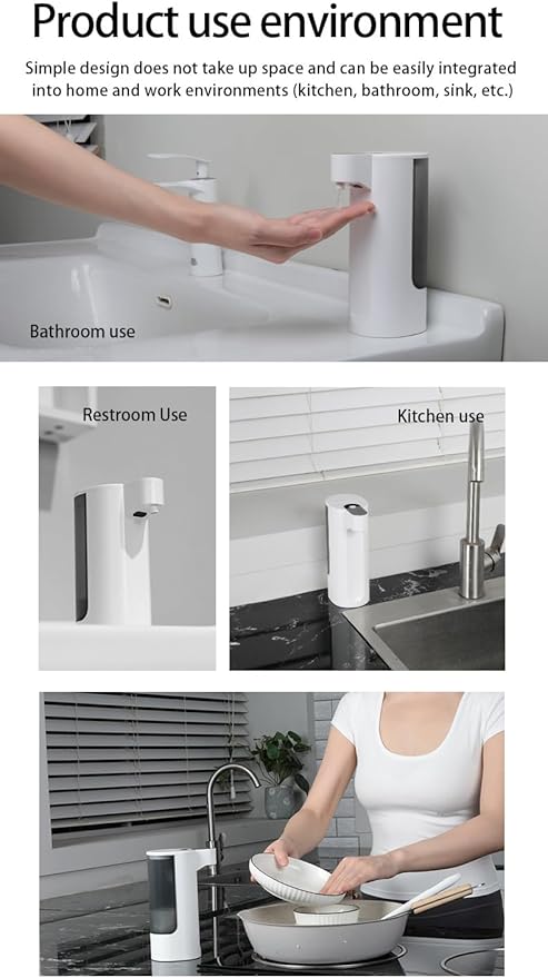Automatic Soap Dispenser Touchless Dish Soap Dispenser 13.5oz/400ml with Infrared Sensor Type-C Rechargeable Liquid Dispenser for Bathroom and Kitchen