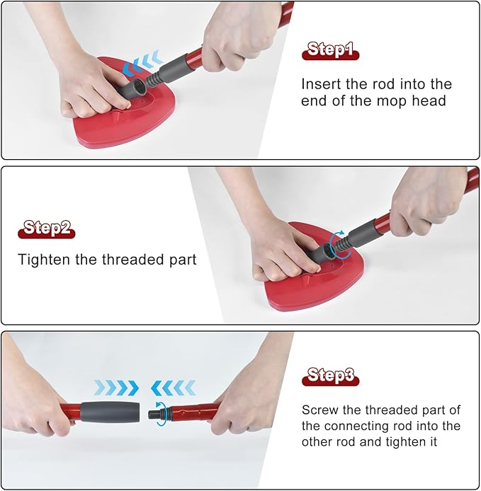 DLAIMI Mop Handle Replacement for Ocedar 4 Section Spin Mop Handle Compatible with Ocedar Spin Mop Refills and Brooms, 30" to 58" Mop Stick for Cedar Floor Cleaning, American Threaded Joint