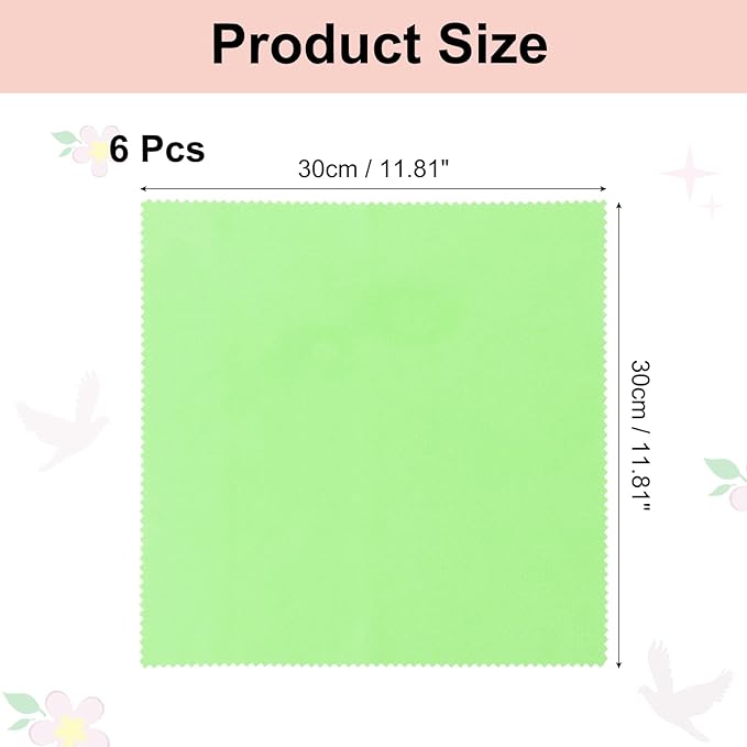 uxcell 12 Pcs Microfiber Cleaning Cloth for Glasses, 11.8 x 11.8 Inch Eyeglass Cleaning Cloth, Glasses Cleaner Wipes for Electronics Lenses Screens Cameras Cell Phones, Green