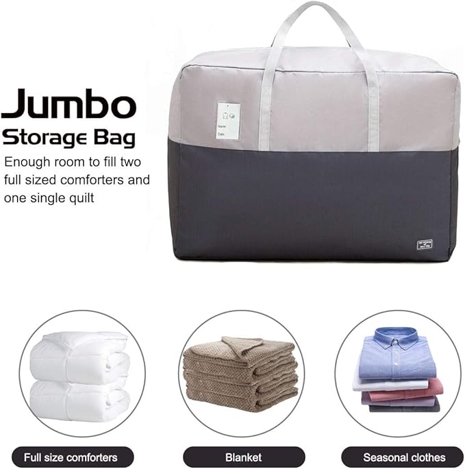 105L Clothing Storage Bags, 2pcs Comforter Storage Bags for Blankets and Quilts, Bedding, Sweaters, Pillows, Zippered Heavy Duty Extra Large Packing Bags for Moving