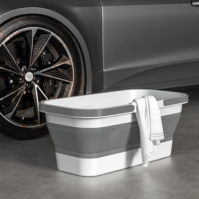 Long Plastic Rectangular Handy Baskets/Mop Buckets (Collapsible Buckets 01-Grey)