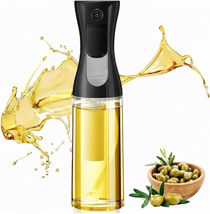 Olive Oil Sprayer for Cooking 220ml, Refillable Glass Oil Dispenser Bottle with Fine Mist Spray, Kitchen Oil Mister for Air Fryer, Salad, BBQ, Roasting and Baking