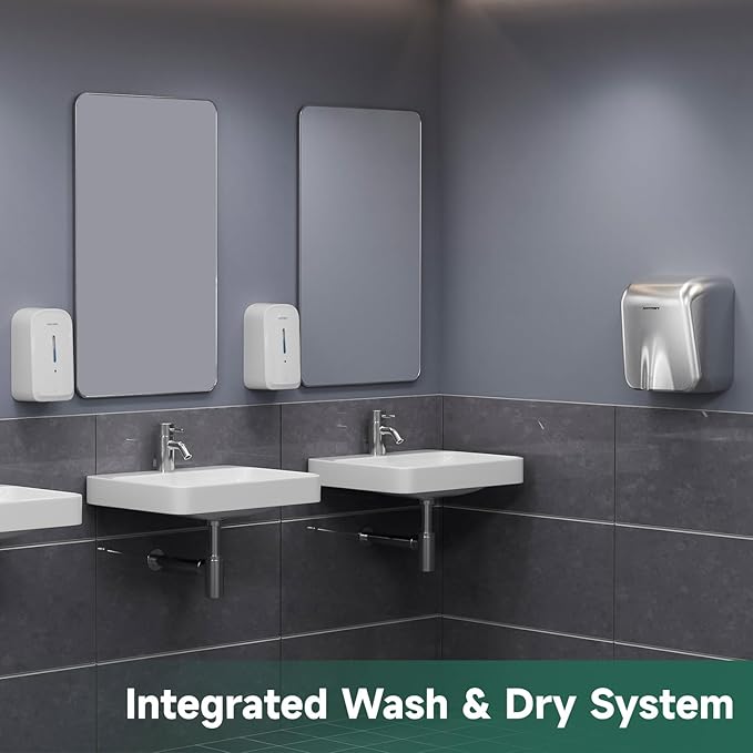 anydry Commercial Automatic Soap Dispenser Large 34oz/1000ml Capacity Wall-Mounted Touchless Liquid Dispenser for High-Traffic Restrooms, Offices, Hospitals Model AD1220S White