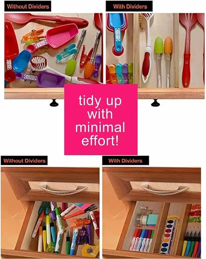 Bamboo Drawer Dividers, Adjustable Expandable Drawer Organizer
