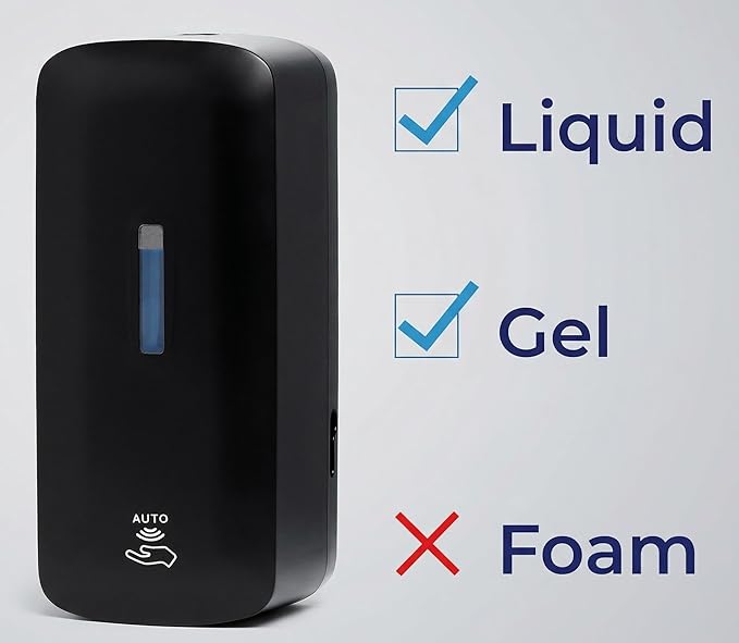 Automatic Soap Dispenser (2-Pack) with Extra Large 40 oz. Capacity (Liquid/Gel) - Wall Mounted Hand Soap or Touchless Hand Sanitizer Unit for Commercial or Home Bathrooms - ADA Compliant (Black)