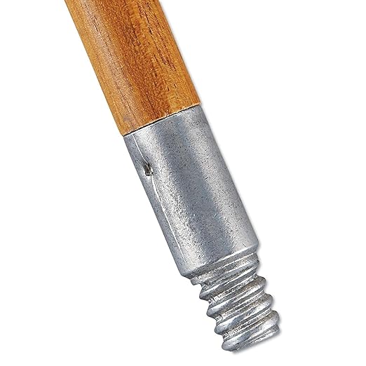 Rubbermaid Commercial Products Lacquered-Wood Broom Handle With Threaded Metal Tip, 60", Natural for Floor Cleaning/Sweeping in Home/Office