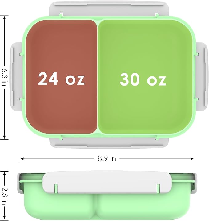 WHALEHOUSE Large Capacity Bento Lunch Box for Adult, 1600ML 2 Compartments Meal Prep Container with Utensil