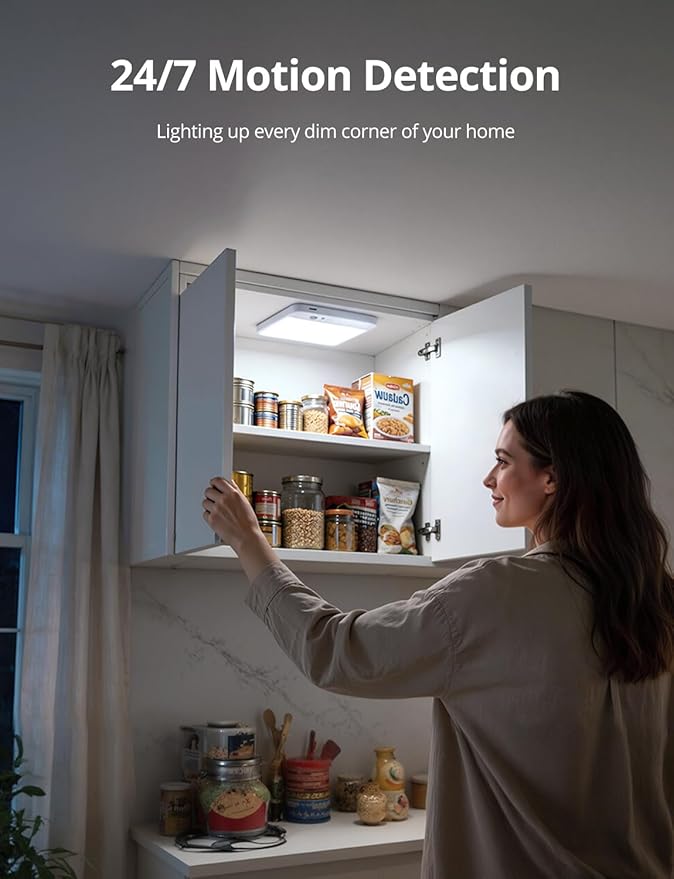 Bojim Rechargeable Remote Control Battery Operated Motion Sensor Ceiling Light Indoor, Brightness Dimmable 3 Colors No Wiring Magnetic Overhead Shower Lighting for Closet Bedroom Pantry Garage