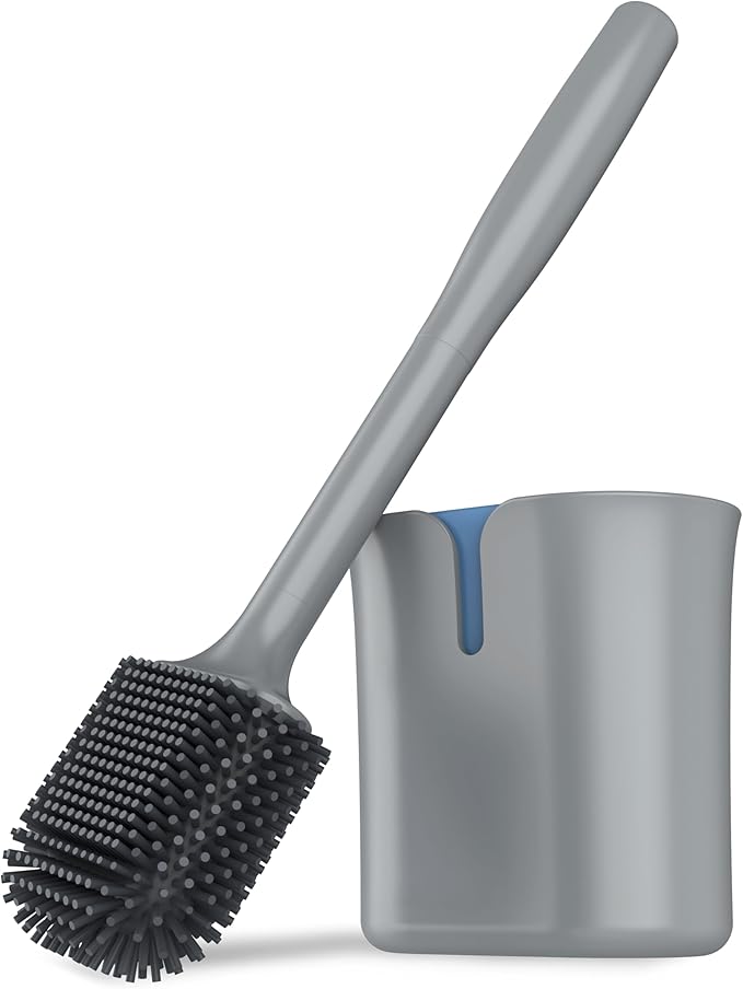 MR.SIGA Wall Mounted Toilet Brush and Holder Set for Bathroom Cleaning, Compact, Gray, 1 Pack