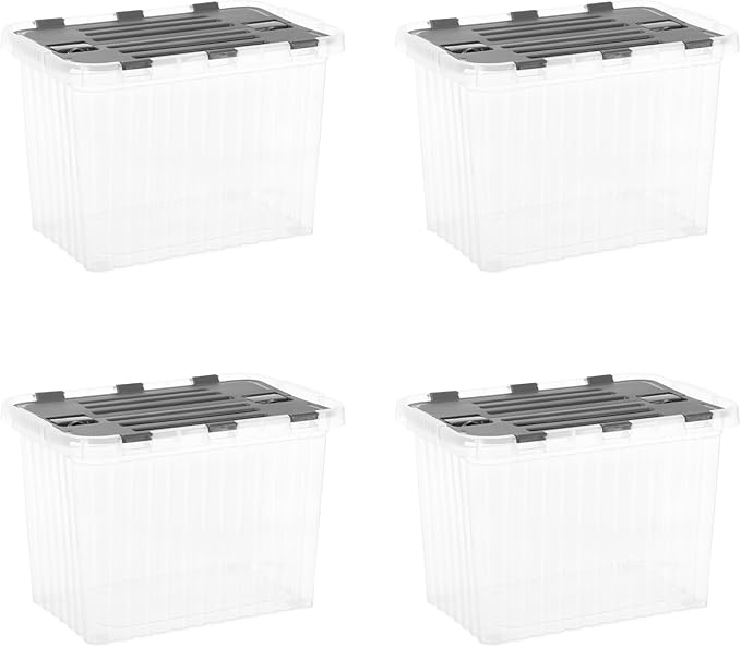 Storage Bins with Lids, 4 Pack, 15"x10"x10.25"