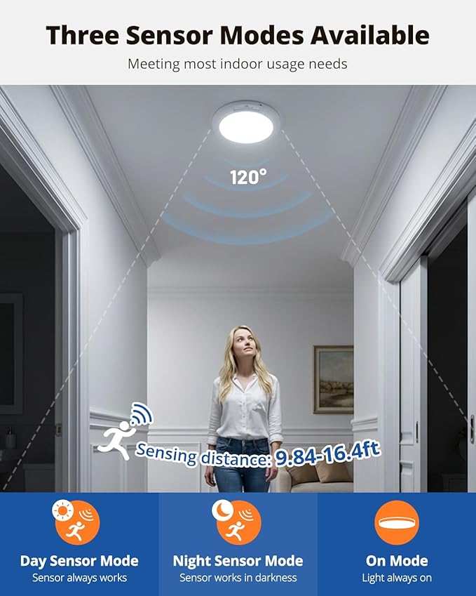 wowatt 10000mAh Rechargeable Ceiling Light with Remote, 3 Color Temperatures & Brightness Dimmable, Wireless Ceiling Light with Magnetic Design, Battery Ceiling Light for Shower Hallway Pantry(2 Pcs)