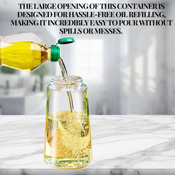 2-in-1 Oil Dispenser and Sprayer, 16oz/470ml Glass Olive Oil Spray Bottle for Cooking, Leakproof and Refillable Oil Mister for BBQ, Salad, and Baking (Green)
