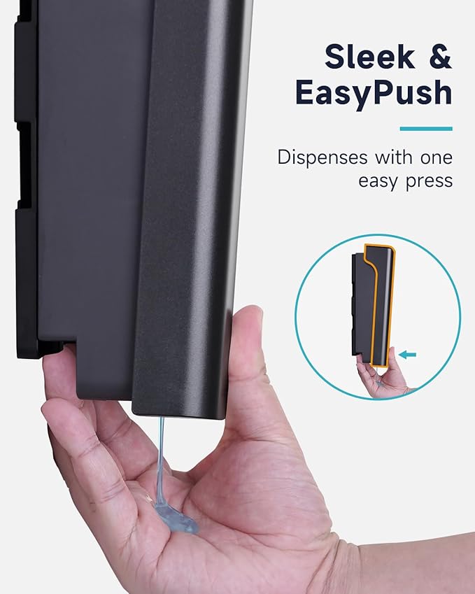 AIKE EasyPush Liquid Wall Mount Soap Dispenser,11.8 fl.oz. for Commercial and Home(Dark Silver)