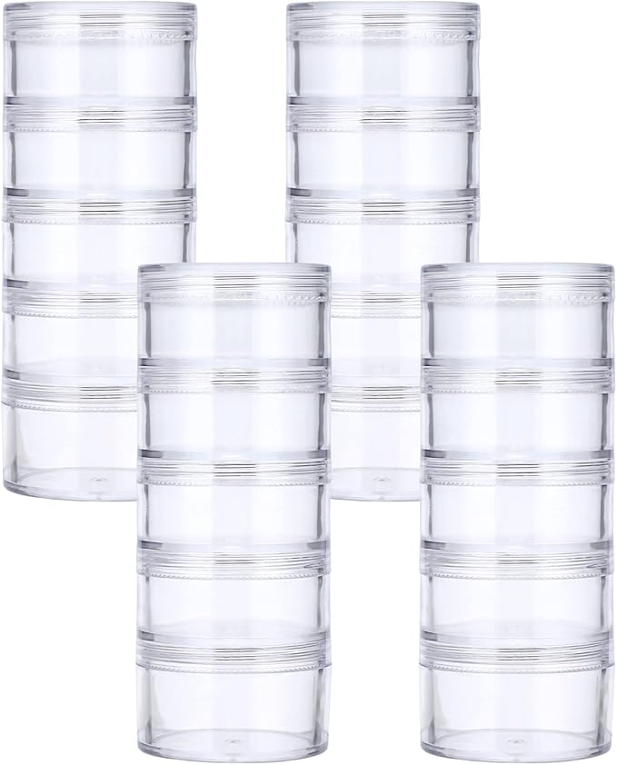 4 Set Stackable Cosmetic Containers with Screw Lids Plastic Sample Jars 30ml