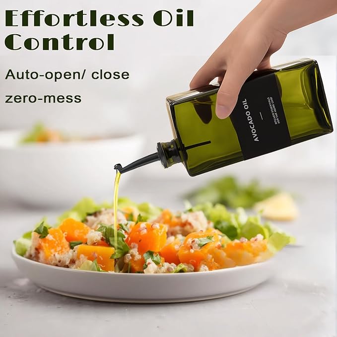 Olive Oil Dispenser Bottle for Kitchen- 16.9oz Oil Bottles UV Protection, Oil and Vinegar Dispenser Set, Drip-Free Pourer, Elegant Kitchen Essential- 16.9oz, Set of 2